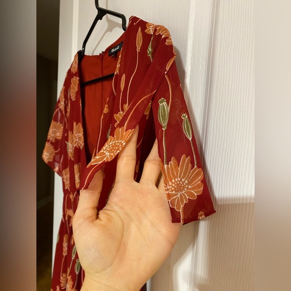 Madewell Tulip-Sleeve Boho Maxi Dress in Tall Sunflowers Side Slit V-Neck Size 0 - Picture 8 of 16